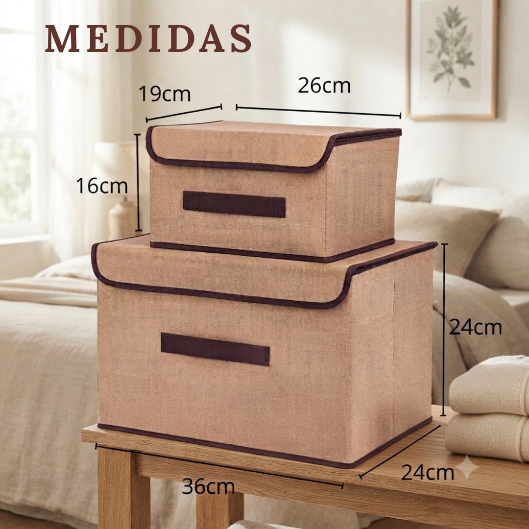Set 2 cajas organizadoras plegables c/ tapa