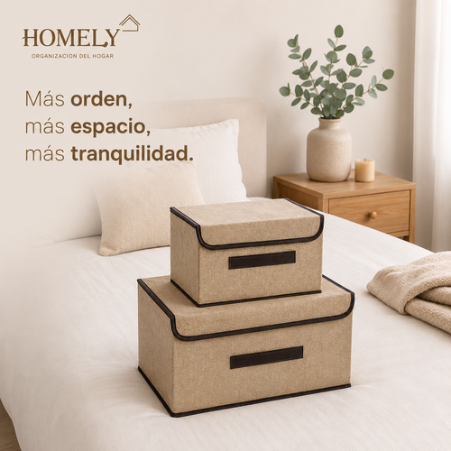 Set 2 cajas organizadoras plegables c/ tapa